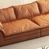 Orange Tech Cloth Pillow Top Arm Wood Frame Sofa Image - 10