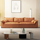 Orange Tech Cloth Pillow Top Arm Wood Frame Sofa Image - 6