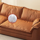 Orange Tech Cloth Pillow Top Arm Wood Frame Sofa Image - 7