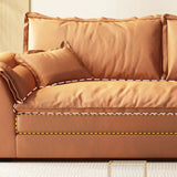 Orange Tech Cloth Pillow Top Arm Wood Frame Sofa Image - 8