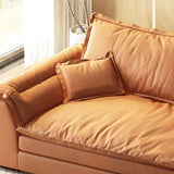 Orange Tech Cloth Pillow Top Arm Wood Frame Sofa Image - 9