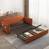Orange Tech Flannel Square Arm Sofa Bed with Storage Image - 10
