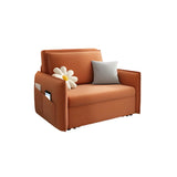 Orange Tech Flannel Square Arm Sofa Bed with Storage Image - 11