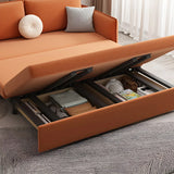 Orange Tech Flannel Square Arm Sofa Bed with Storage Image - 6