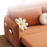 Orange Tech Flannel Square Arm Sofa Bed with Storage Image - 7