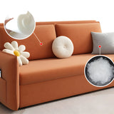 Orange Tech Flannel Square Arm Sofa Bed with Storage Image - 8