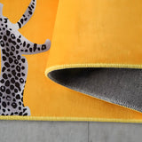 Orange Tiger Printed Rectangular Polyester Area Rug Image - 8