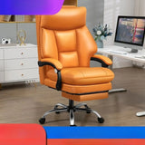 Orange Tilt Mechanism Ergonomic Faux Leather Office Chair Image - 1