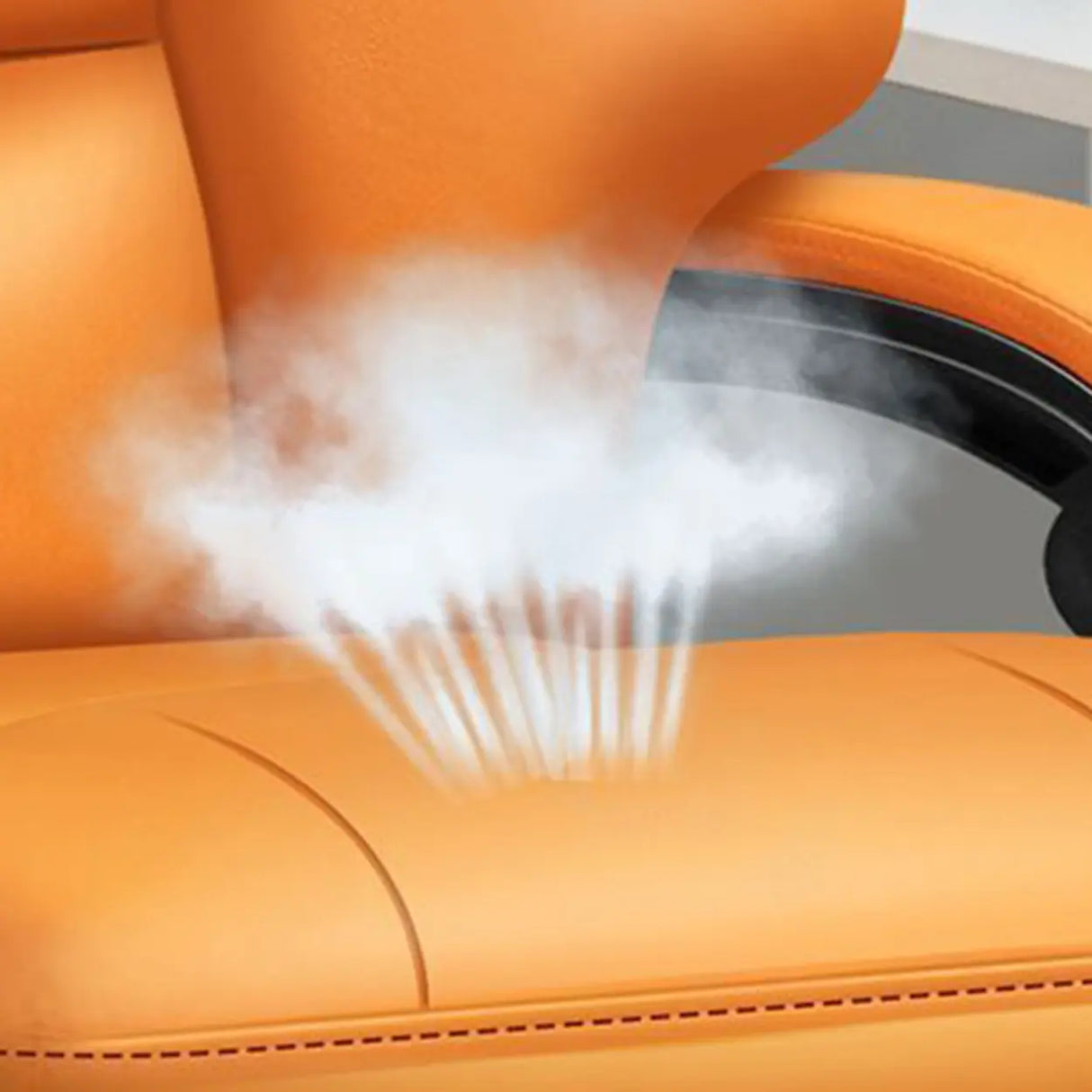 Orange Tilt Mechanism Ergonomic Faux Leather Office Chair Image - 16
