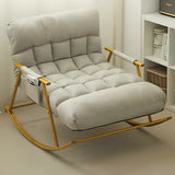 Orange Upholstered Metal Leg Rocking Chair with Pocket Image - 15