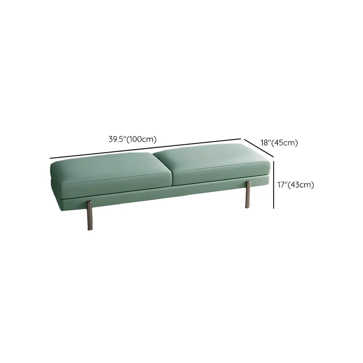 Orange Upholstered Short Bedroom Bench with Legs 