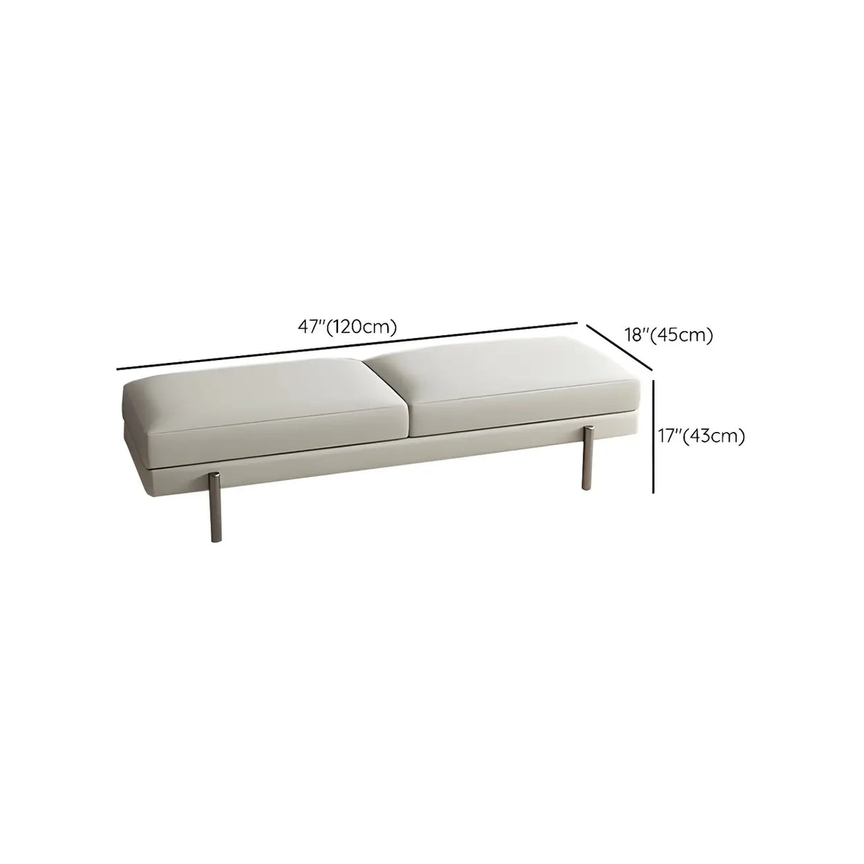 Orange Upholstered Short Bedroom Bench with Legs Image - 21