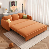 Orange Velvet Square Arm Pillow Back Sleeper Sofa Image - 3
