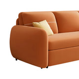 Orange Velvet Square Arm Pillow Back Sleeper Sofa Image - 6