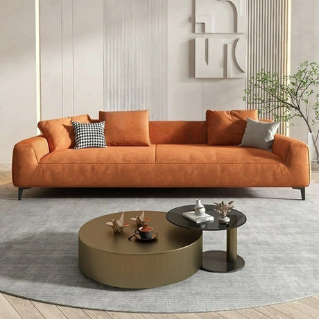 Orange Water Resistant Abrasive Cloth Tight Back Sofa Image - 1