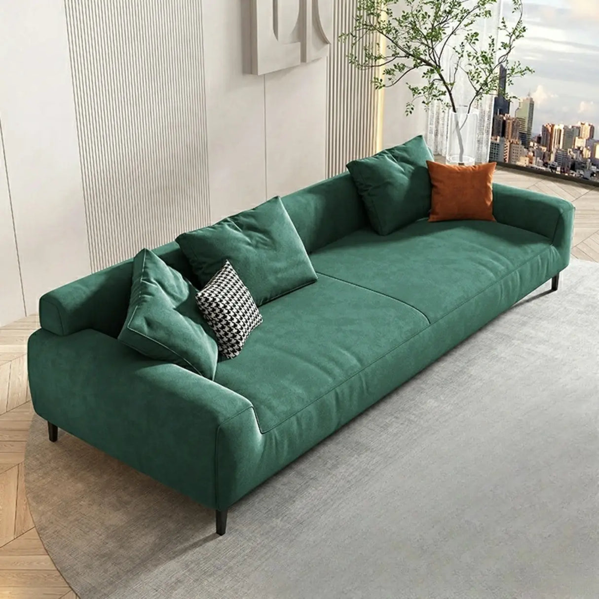Orange Water Resistant Abrasive Cloth Tight Back Sofa Image - 12