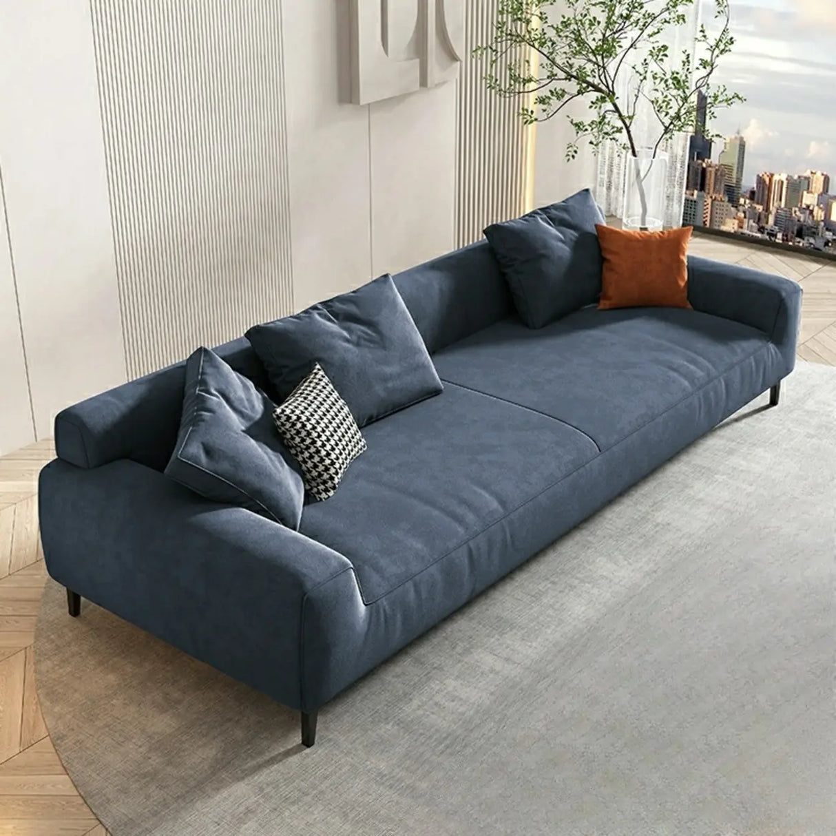 Orange Water Resistant Abrasive Cloth Tight Back Sofa Image - 13