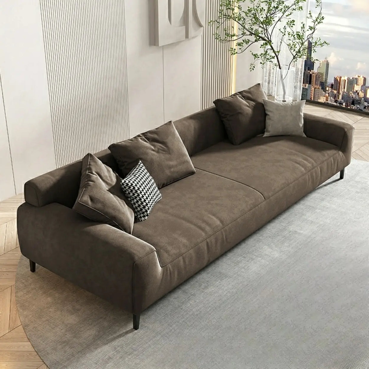 Orange Water Resistant Abrasive Cloth Tight Back Sofa Image - 15