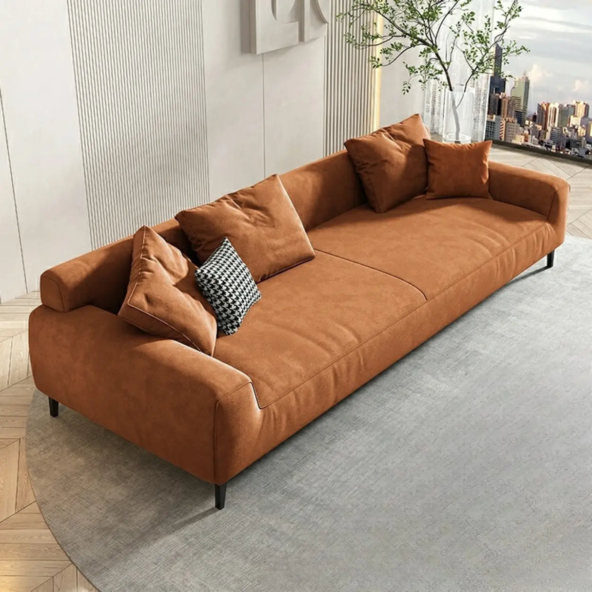 Orange Water Resistant Abrasive Cloth Tight Back Sofa Image - 17