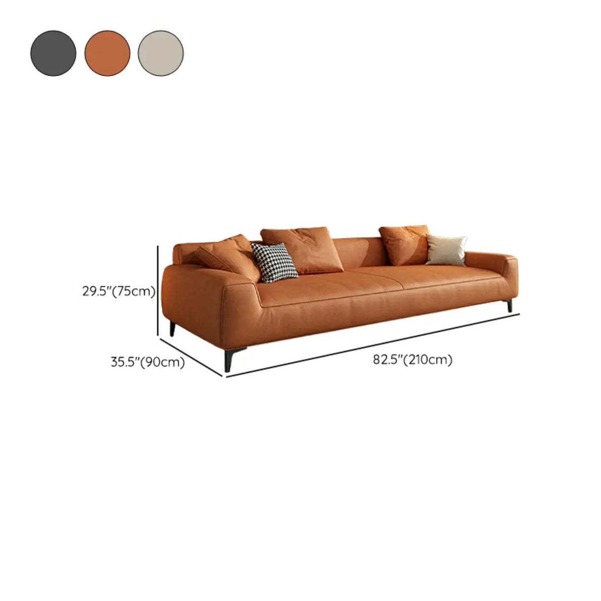 Orange Water Resistant Abrasive Cloth Tight Back Sofa 