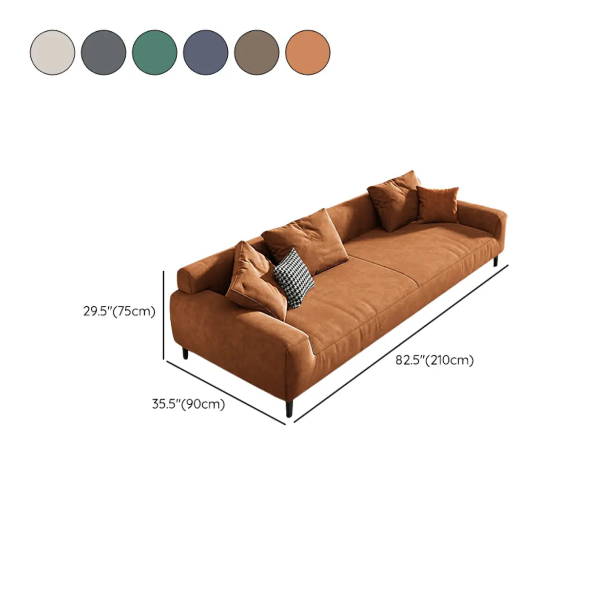 Orange Water Resistant Abrasive Cloth Tight Back Sofa Image - 19