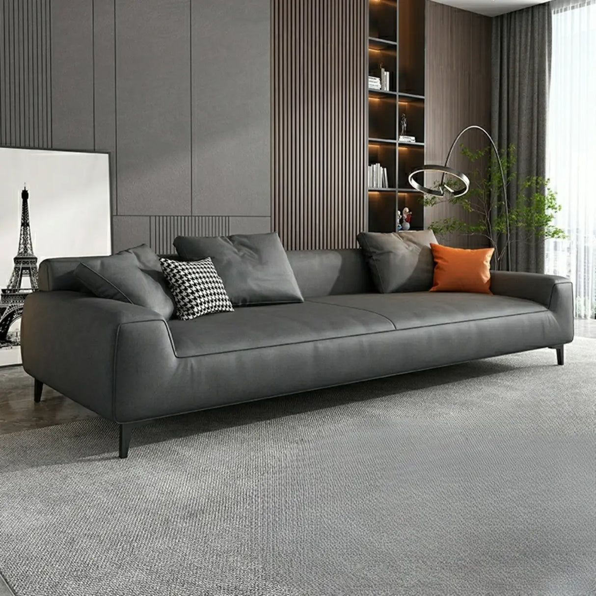 Orange Water Resistant Abrasive Cloth Tight Back Sofa Image - 3