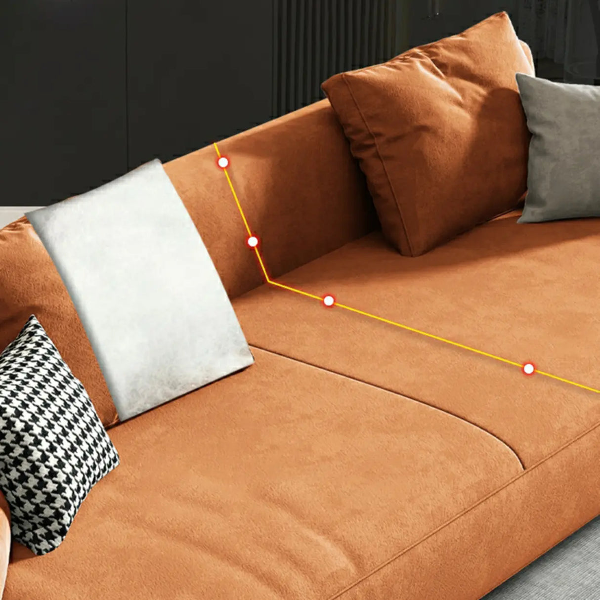 Orange Water Resistant Abrasive Cloth Tight Back Sofa Image - 8