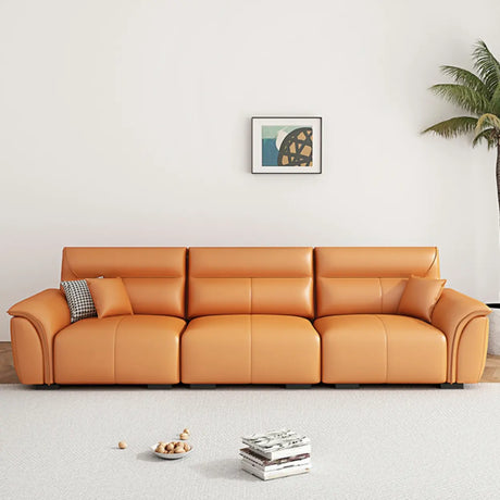 Orange Water Resistant Cushion Back Flared Arm Sofa Image - 1