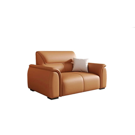 Orange Water Resistant Cushion Back Flared Arm Sofa Image - 2
