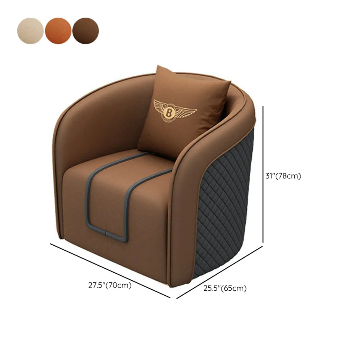 Orange Water Resistant Leather Patchwork Arm Chair 