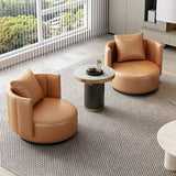 Orange Waterproof Faux Leather Single Sofa with Pillow Image - 1
