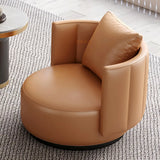 Orange Waterproof Faux Leather Single Sofa with Pillow Image - 11