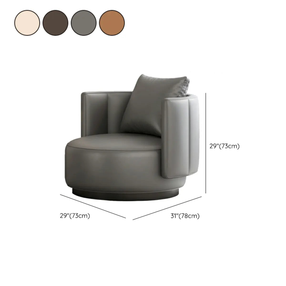 Orange Waterproof Faux Leather Single Sofa with Pillow 