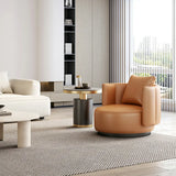 Orange Waterproof Faux Leather Single Sofa with Pillow Image - 4