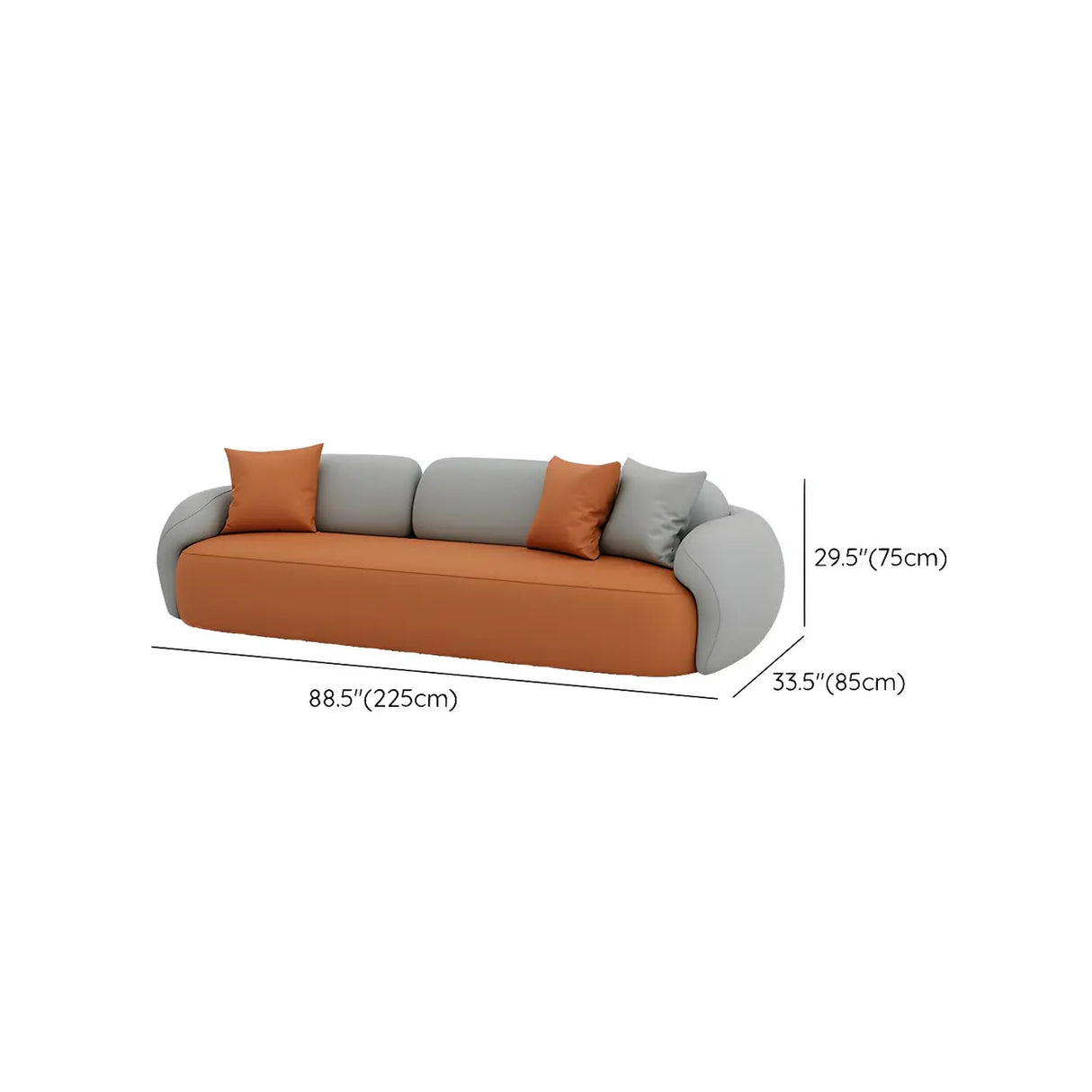 Orange Waterproof Faux Leather Upholstered Back Sofa Image - 15