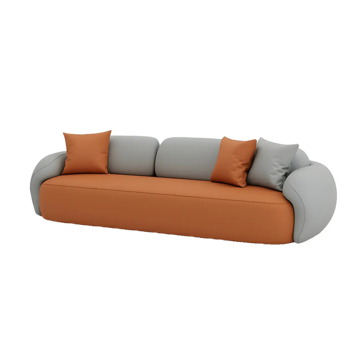 Orange Waterproof Faux Leather Upholstered Back Sofa Image - 5