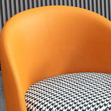 Orange-White Recessed Arm Low-Back Barrel Vanity Stool Image - 14