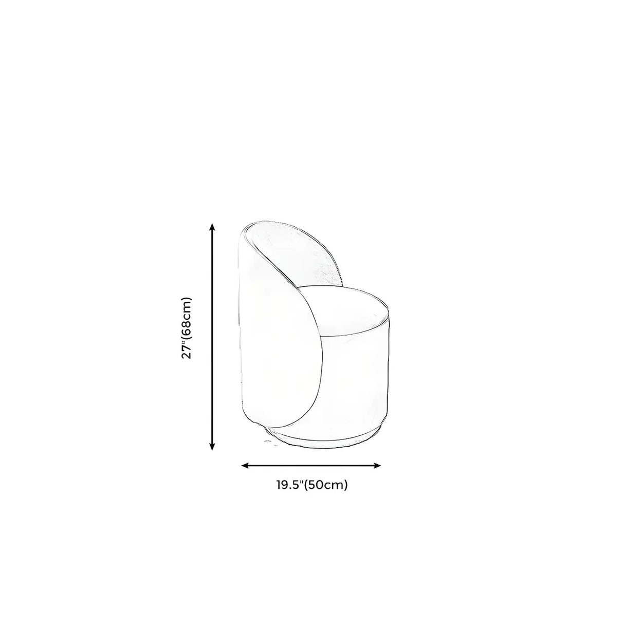 Orange-White Recessed Arm Low-Back Barrel Vanity Stool 