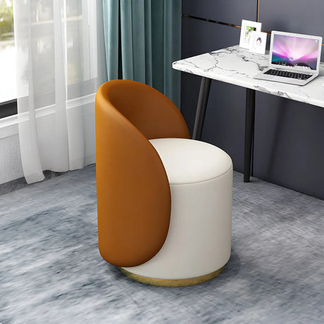 Orange-White Recessed Arm Low-Back Barrel Vanity Stool Image - 1