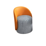 Orange-White Recessed Arm Low-Back Barrel Vanity Stool Image - 7