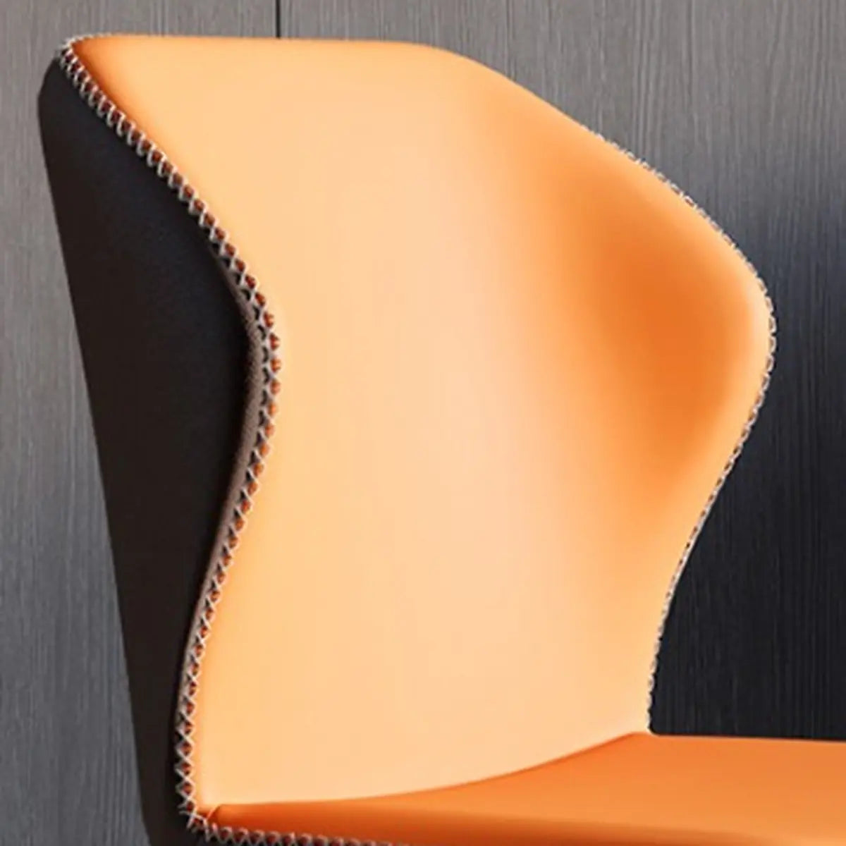 Orange Wingback Faux Leather Upholstered Dining Chair Image - 13