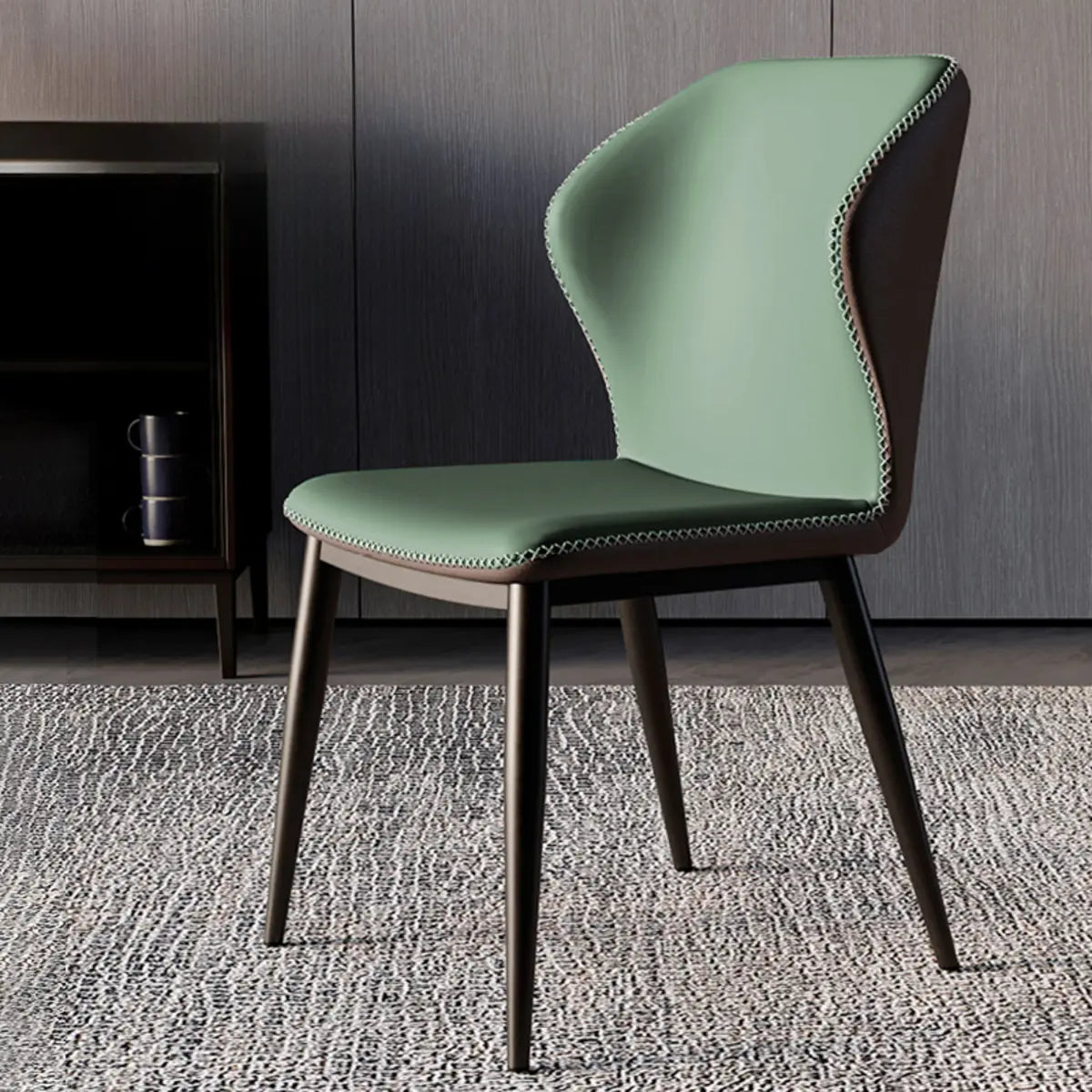 Orange Wingback Faux Leather Upholstered Dining Chair Image - 9