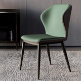 Orange Wingback Faux Leather Upholstered Dining Chair Image - 9