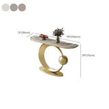 Orb Base Design Elegant Half Circle Marble Console Table Image - 15