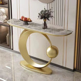 Orb Base Design Elegant Half Circle Marble Console Table Image - 3