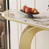 Orb Base Design Elegant Half Circle Marble Console Table Image - 6