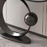 Orb Base Design Elegant Half Circle Marble Console Table Image - 7