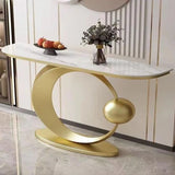 Orb Base Design Elegant Half Circle Marble Console Table Image - 8
