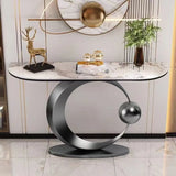 Orb Base Design Elegant Half Circle Marble Console Table Image - 9