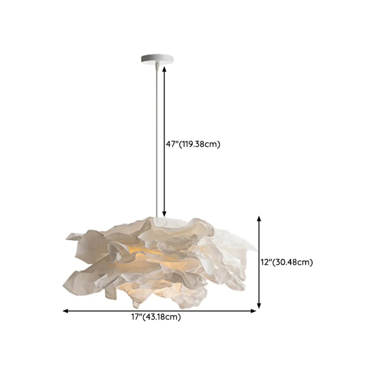 Organic Abstract Paper White 1-Light Pendant Light 